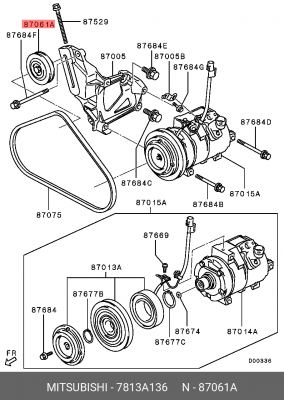 ШКИВ НАТЯЖИТЕЛЯ РЕМНЯ КОНДИЦИОНЕРА 7813A136 7813A136 MITSUBISHI