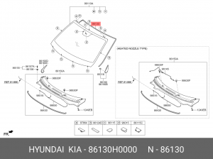 Уплотнитель ветрового стекла 86130-H0000 86130H0000 HYUNDAI KIA