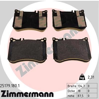 колодки дисковые !перед. 132x98x18 \MB SL R231 3.5/5.0 12> 251791801 ZIMMERMANN