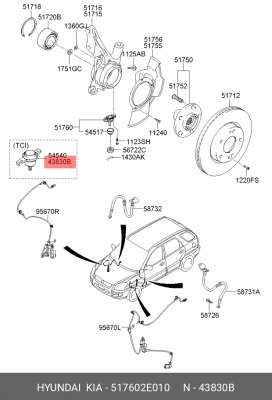 Опора шаровая HYUNDAI Tucson (04-) KIA Sportage (04-) передняя нижняя правая OE 517602E010 HYUNDAI KIA