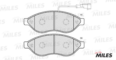 Колодки тормозные передние (с датчиком) (Смесь Semi-Metallic) (FIAT DUCATO, CITR E100040 MILES