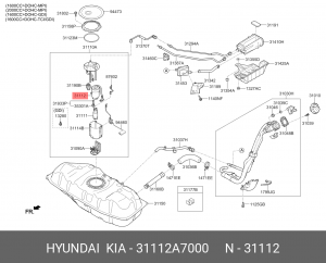 Топливный фильтр для двигателя внутреннего сгорания HYUNDAI Elantra/Santa Fe/Gen 31112A7000 HYUNDAI KIA