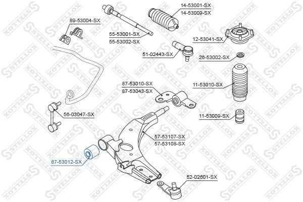 сайлентблок рычага пер.!\ KIA Shuma alI 98-99 87-53012-SX STELLOX