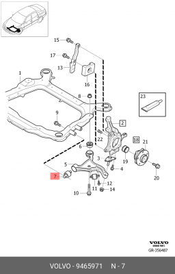 сайлентблок рычага переднего!\ Volvo S60/S80 98> 9465971 VOLVO