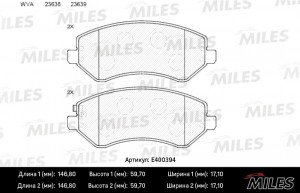 Колодки тормозные передние (без датчика) (Смесь Low-Metallic) CHRYSLER VOYAGER 2 E400394 MILES