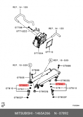 Кольцо уплотнительное MITSUBISHI Galant (06-),Outlander (03-),Pajero (08-) форсу 1465A266 MITSUBISHI