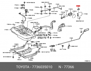 Пружина лючка заливной горловины топливного бака 77360-35010 77360-35010 TOYOTA