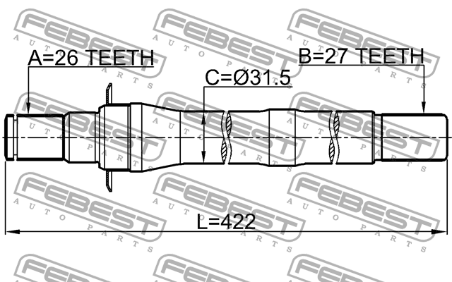 Полуось правая HYUNDAI IX35/TUCSON 10 2009-2014 [EUROPE + RUSSIA] 1212-IX35AT4WD 1212-IX35AT4WD FEBEST