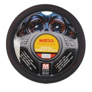 Оплетка руля (M) 37-39см черно-красная MISTAR MIS17STW13BKM MISTAR
