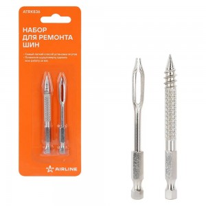 Инструмент для ремонта б/к шин для шуруповерта (сверло-напильник, шило для жгута ATRK836 AIRLINE