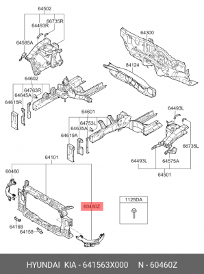 Кронштейн HYUNDAI Elantra (11-) панели передней левый OE 641563X000 HYUNDAI KIA