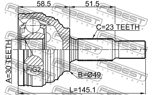 ШРУС внешний 30X49X23 NISSAN ALMERA G15RA 2012- 0210-G15RA 0210-G15RA FEBEST