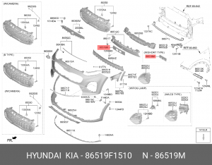 86519F1510 ПЕРЕДНЯЯ ПАНЕЛЬ БАМПЕРА НОМЕРНОГО ЗНАКА 86519F1510 MOBIS