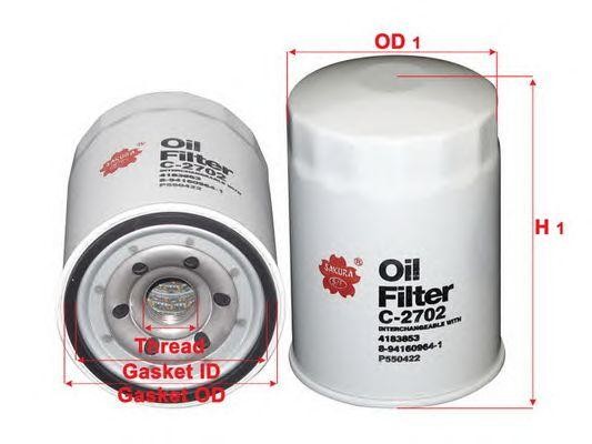 Фильтр масляный JCB ISUZU HITACHI (дв.MITSUBISHI) SAKURA C2702 SAKURA