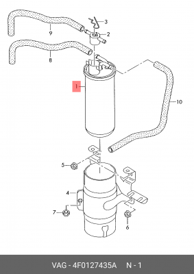 Фильтр топливный AUDI A6 OE 4F0 127 435 A VAG