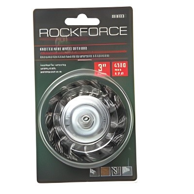 Кордщетка для дрели дисковая 75мм крученая сталь в блистере ROCKFORCE RFBFR103 ROCK FORCE