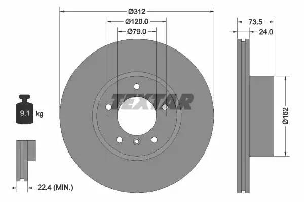 Диск тормозной BMW 1 (F20,F21),2 (F22),3 (F30,F31) передний (1шт.) TEXTAR 92176105 TEXTAR
