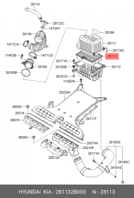 Фильтр воздушный HYUNDAI Santa Fe (06-) OE 28113-2B000 HYUNDAI KIA