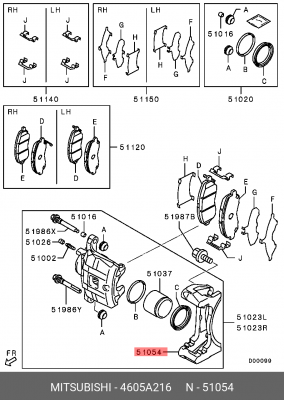 СУППОРТ ПЕРЕДНЕГО ТОРМОЗА 4605A216 4605A216 MITSUBISHI