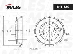 Барабан тормозной с ABS HYUNDAI GETZ 02- (TRW DB4401) K111830 K111830 MILES