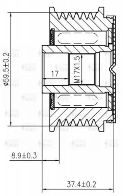 Шкив с обгонной муфтой генер. для а/м Mazda MPV (99-) 2.5i (M17x1,5) (SGP 2502) SGP 2502 START VOLT