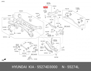 сайлентблок рычага задн. продольного лев.!\ Hyundai Tuson 15> 55274D3000 HYUNDAI