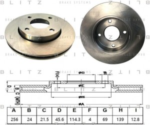 диск тормозной передний!\ Mitsubishi Colt 1.1-1.5i/1.5D 04> BS0519 BLITZ