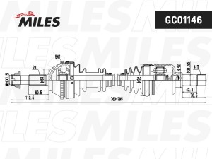 Привод в сборе левый CITROEN JUMPER/FIAT DUCATO/PEUGEOT BOXER 1.9-2.8 94-02 (ABS GC01146 MILES