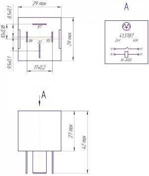 Реле электромагнитное 24V 4-х контактное 40А замыкающее ЭНЕРГОМАШ 413787 ENERGOMASH