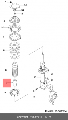 отбойник амортизатора заднего!\ Daewoo Lacetti 1.5 WAG 05> 96549918 GENERAL MOTORS