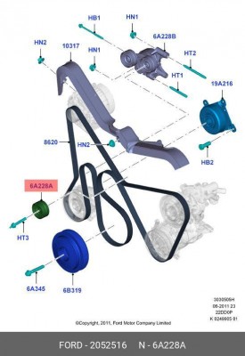 ролик обводной!\ Ford Transit VII/VIII 06-14 2 052 516 FORD