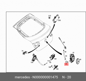 Болт MERCEDES Sprinter замка двери задней OE N 000000 001475 MERCEDES BENZ