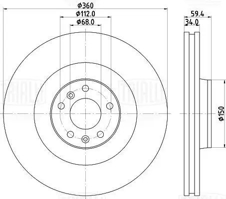 Диск торм. Audi A8 (02-) перед. d=360 (окраш.) (DF 084520) DF084520 TRIALLI