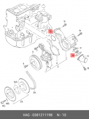 Кольцо уплотнительное VW AUDI фланца термостата OE 038 121 119 B VAG