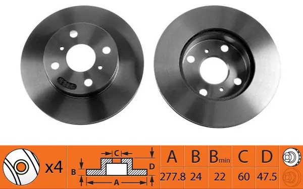 Диск тормозной передний CHEVROLET EPICA 2.0-2.5 05- BR12104T BR12104T SB NAGAMOCHI