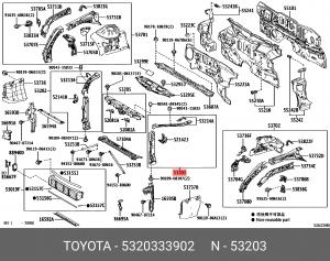 панель крепления радиатора! левая\ Toyota Camry 17-18 53203-33902 TOYOTA