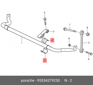 Втулка перед.стабилиз.S\Turbo 95534379250 95534379250 PORSCHE