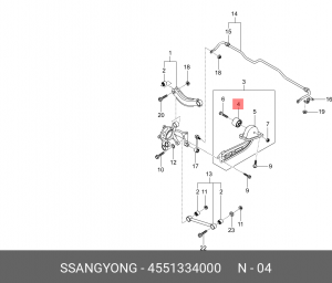 Сайлентблок SSANGYONG Actyon (10-) рычага продольного заднего OE 4551334000 SSANG YONG