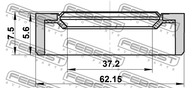 Сальник привода MAZDA 6 GG 2002-2008 (37.2X62.15X5.6X7.5) 95BDY-39620608X 95BDY-39620608X FEBEST