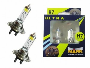 Лампа галогенная H7 24V 70W "Маяк" Gold УЛЬТРА NEW (+60%) (2 шт.) 84730 G+60 MAYAK