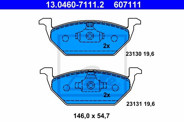 Колодки тормозные VW Polo (09-) AUDI A1 (10-) передние (без датчика) (4шт.) ATE 13.0460-7111.2 ATE