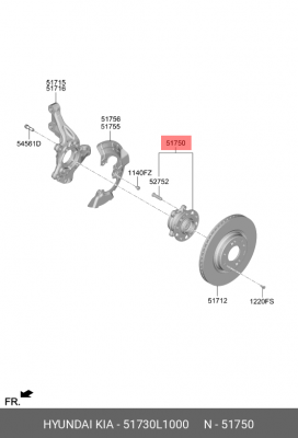 Ступица передняя 51730-L1000 Sonata 19-, K5 20-, Tucson 20-, K8 21-, Veloster 18 51730L1000 HYUNDAI