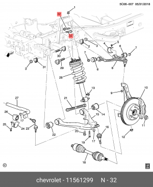 болт с двухгранной головкой 11561299 GENERAL MOTORS