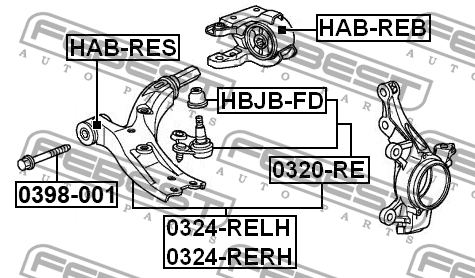 Сайлентблок рычага задний HONDA CR-V RE3/RE4 2007-2012 HAB-REB HAB-REB FEBEST