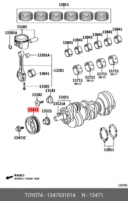 шкив коленвала!\ Toyota Land Cruiser Prado 10> 13470-31014 TOYOTA