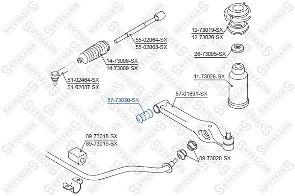 сайлентблок рычага внутр.!\ Daewoo Matiz 98> 87-73030-SX STELLOX