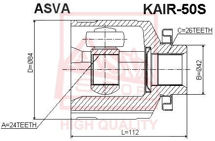 ШРУС ВНУТРЕННИЙ ПРАВЫЙ 24x42x26 KAIR50S KAIR-50S ASVA
