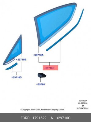 1791522 Стекло глухое левое 1 791 522 FORD