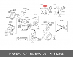 Рычаг тормоза регулировочный HYUNDAI HD270 передний правый OE 582507C100 HYUNDAI KIA