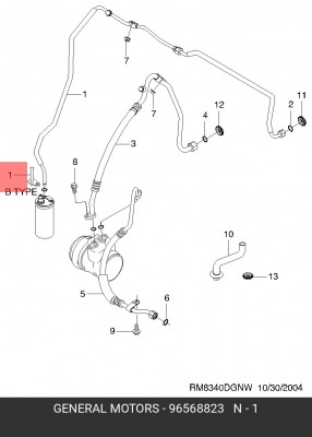 Трубка кондиционера DAEWOO Matiz OE 96568823 GENERAL MOTORS
